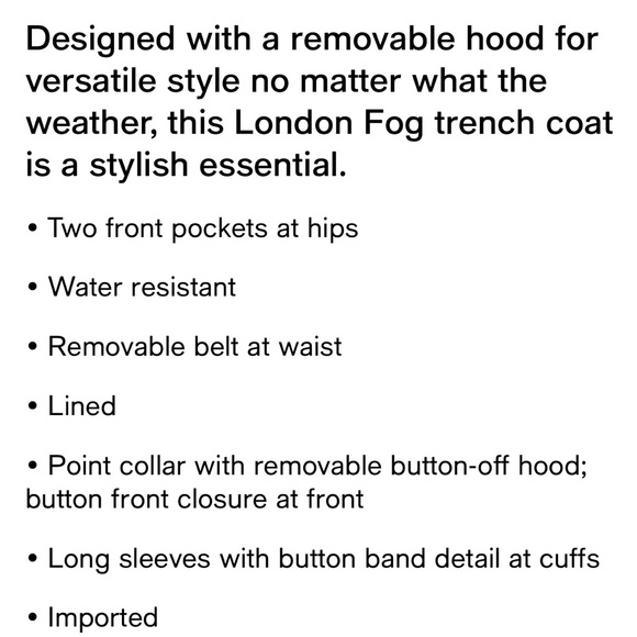 NWT LONDON FOG TRENCH COAT - Picture 4 of 7
